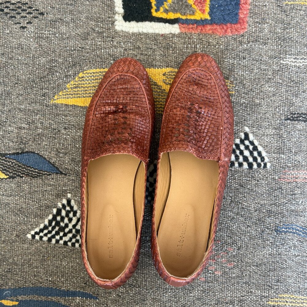 Salt + Umber Sorrento Woven Leather Loafers